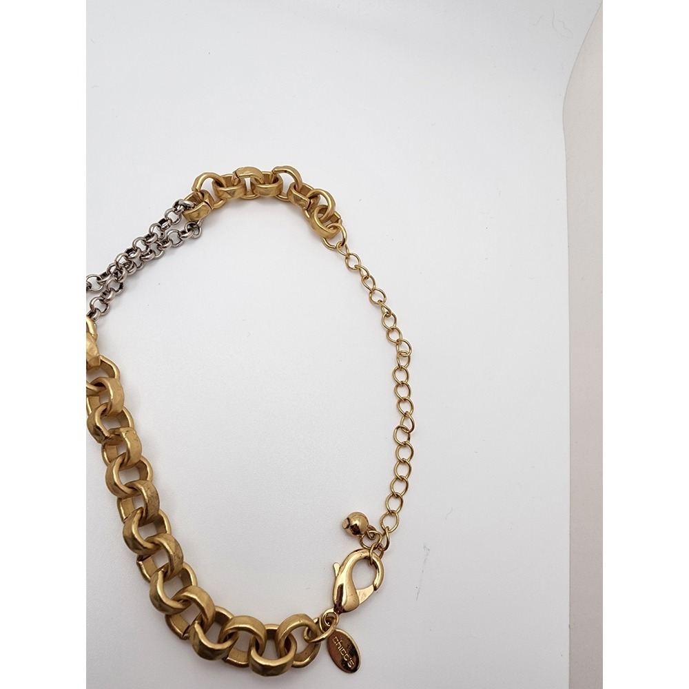 Chico's Gold & Silver Tone Faux Pearl Medallion Cross Pendant Statement Necklace - Picture 8 of 10